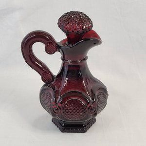 Vintage Avon Cape Cod Ruby Red Glass Cruet Pitcher w/Stopper 5oz Skin Soft